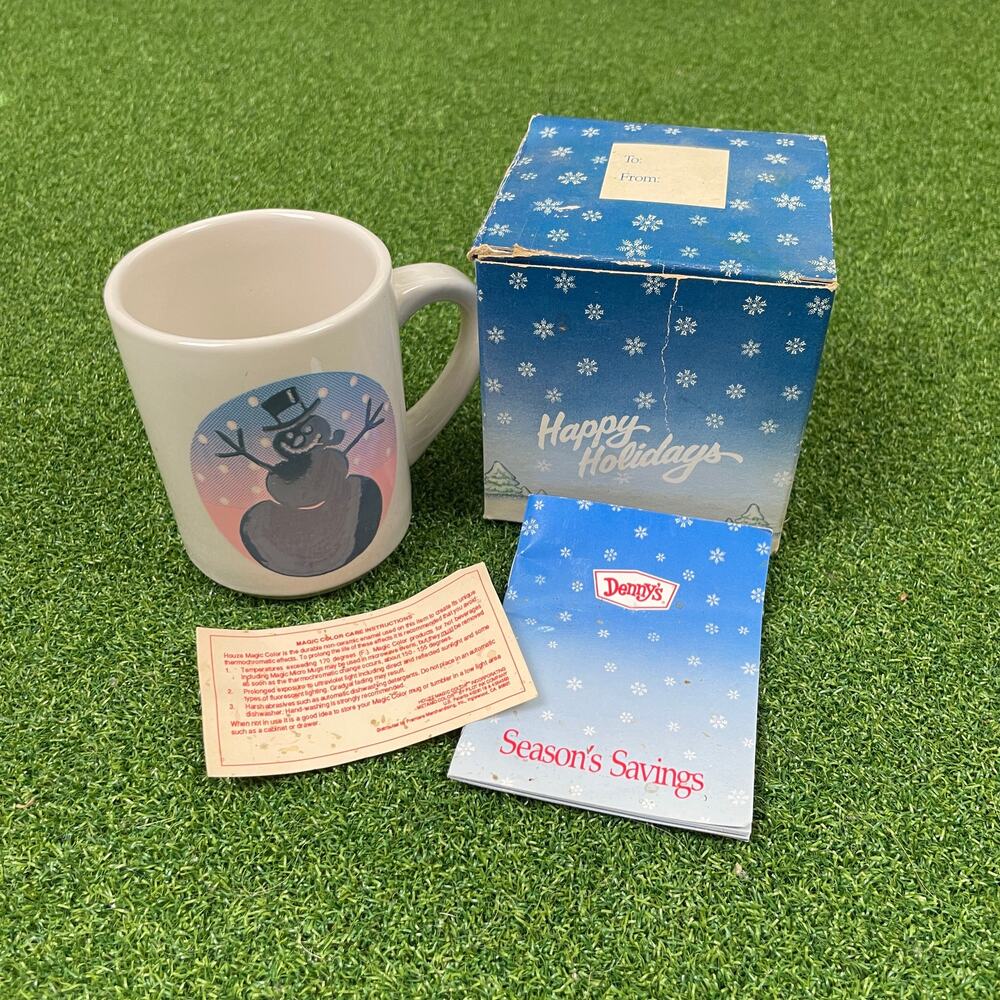 Vintage Denny's Season's Savings Snowman Collectible Ceramic Coffee Mug